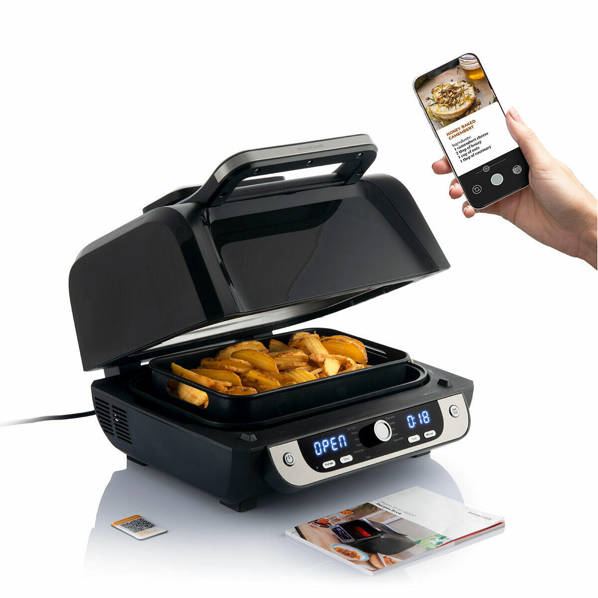 Freidora de Aire con Grill, InnovaGoods Fryinn 12-in-1 6000 Negro Acero 3400W 6L