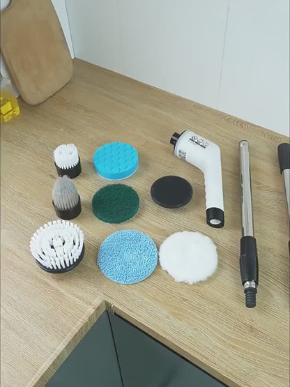 Cepillo de Limpieza Recargable con Mango Extensible y 9 Accesorios