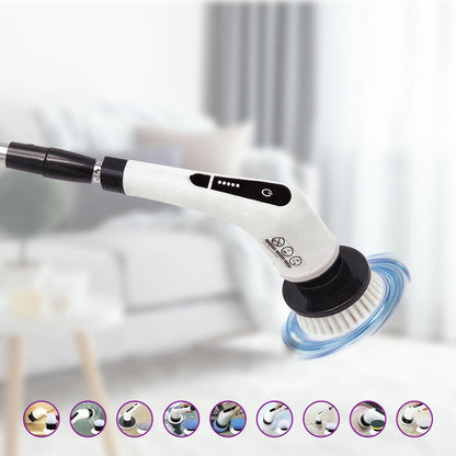 Cepillo de Limpieza Recargable con Mango Extensible y 9 Accesorios